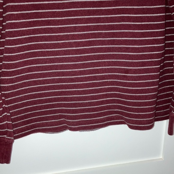 Men's size large waffle fabric Burgundy gray Striped Henley Shirt Indian cotton - Picture 12 of 13
